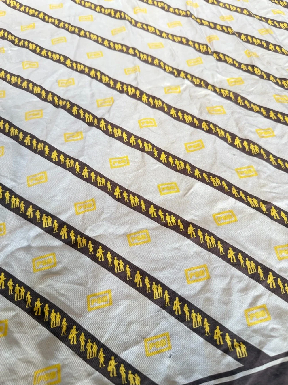 Vintage Christian Dior Brown & Yellow Silk Scarf